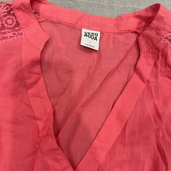 [L]Vero Moda Coral Ronia 3/4 Sleeves Tunic Mix WMN V-Neck Top - Picture 2 of 10